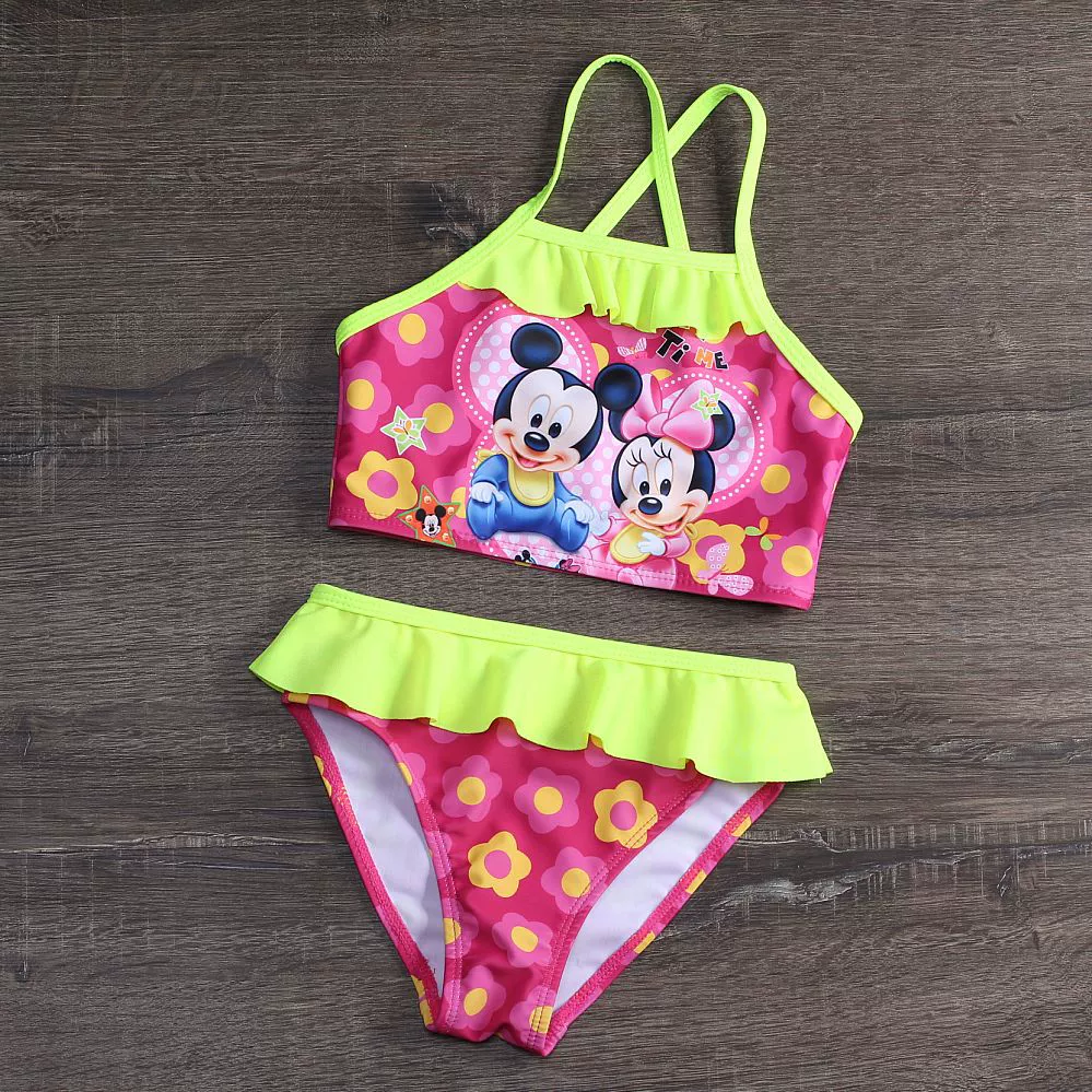 Girls Two-Piece Bikini Set with Ruffle Trim and Crisscross Straps view 6