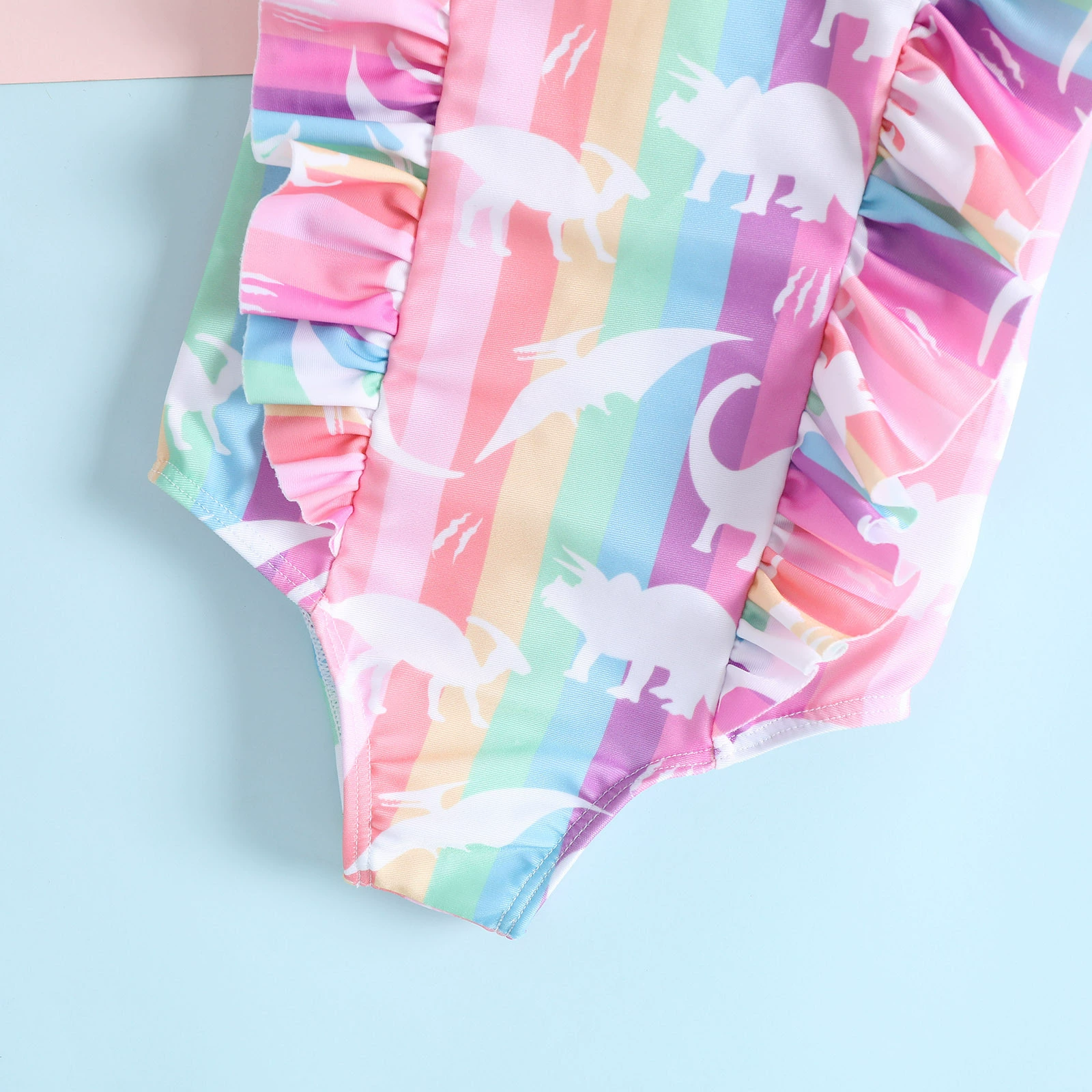 Girls Ruffled One-Piece Swimsuit with V-Back view 4