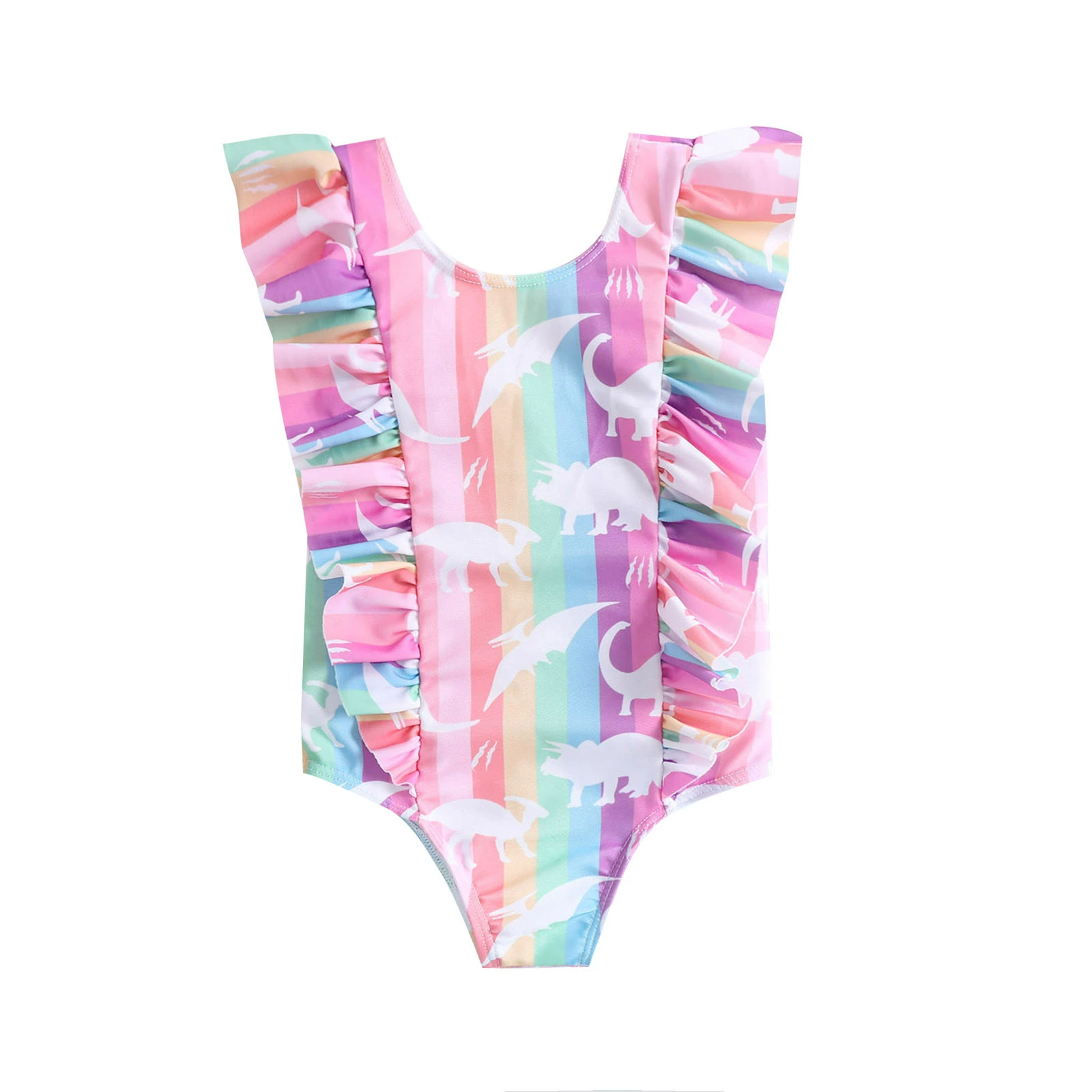 Girls Ruffled One-Piece Swimsuit with V-Back view 5