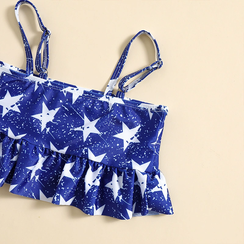 Girls Two-Piece Ruffle Trim Spaghetti Strap Swimsuit view 3