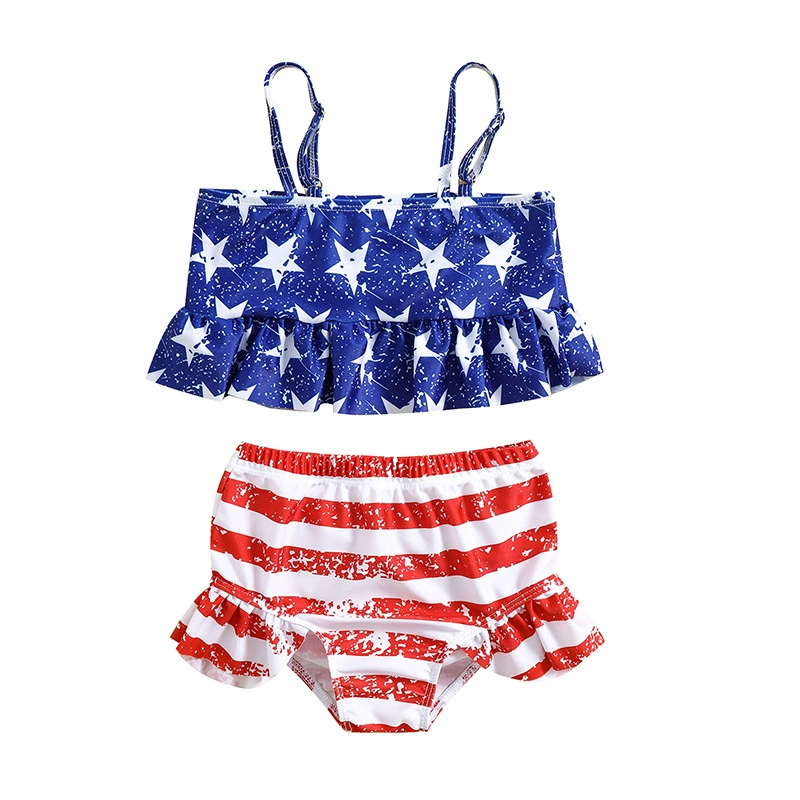 Girls Two-Piece Ruffle Trim Spaghetti Strap Swimsuit view 5