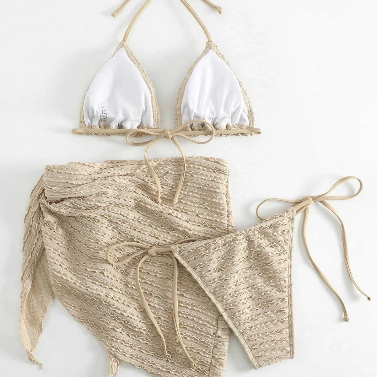 Three-Piece Triangle Bikini Set with Sarong view 4