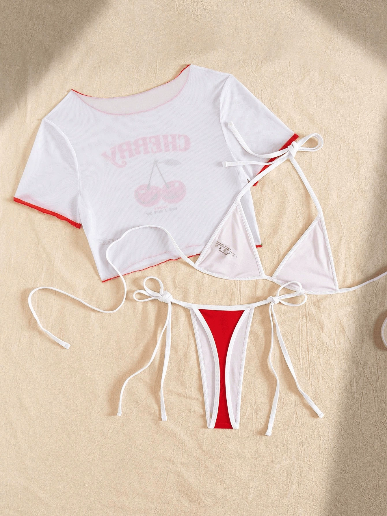 Three-Piece Bikini Set with Short-Sleeve Cover-Up view 5