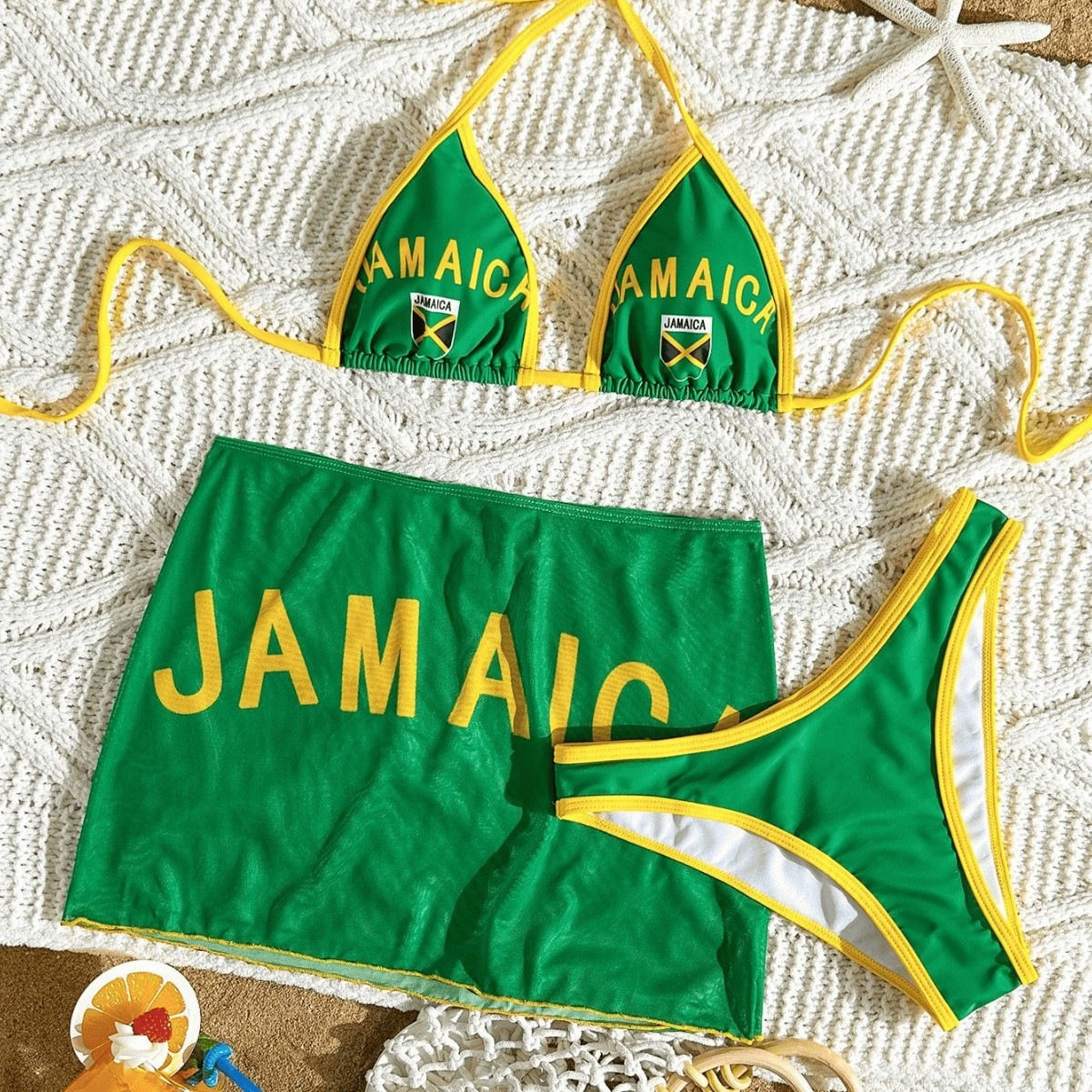 Women's Three-Piece Bikini Set with Triangle Top and Cover-Up Skirt view 3