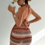 Three-Piece Triangle Bikini Set with Cover-Up Skirt view 2