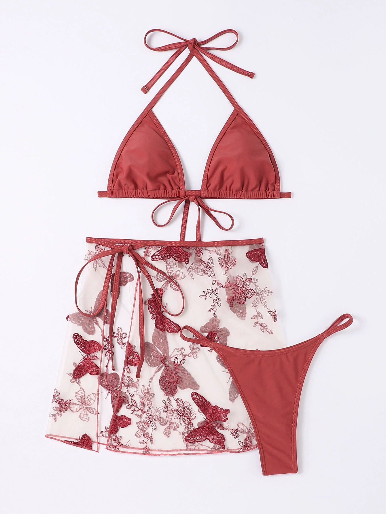 Halter Bikini Set with Side-Tie Skirt view 5