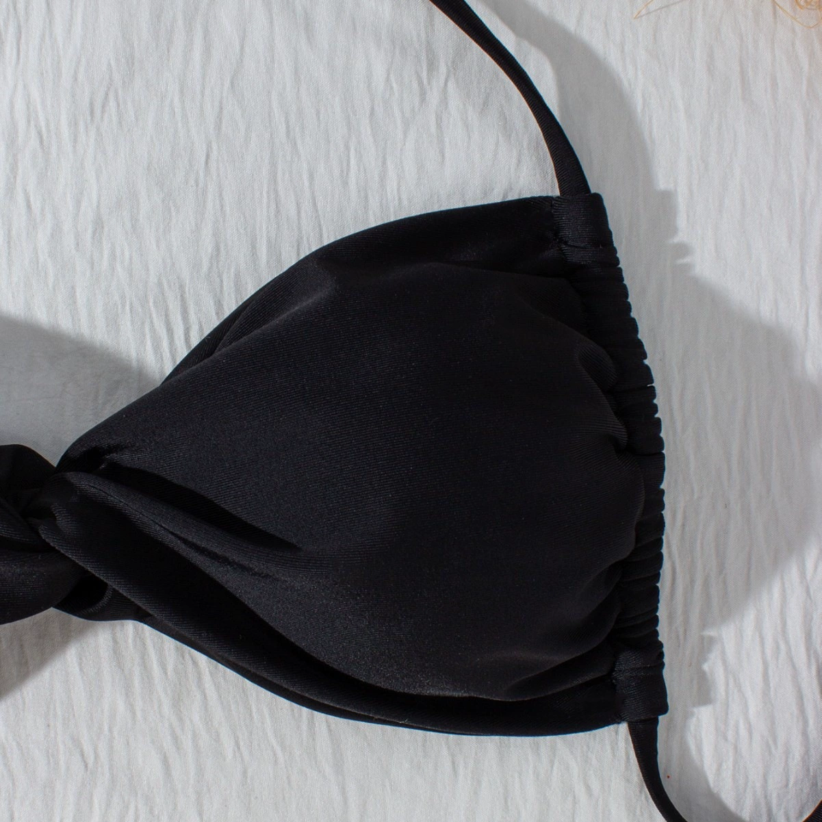 Three-Piece Halter Bikini Set with Ruched Skirt view 3