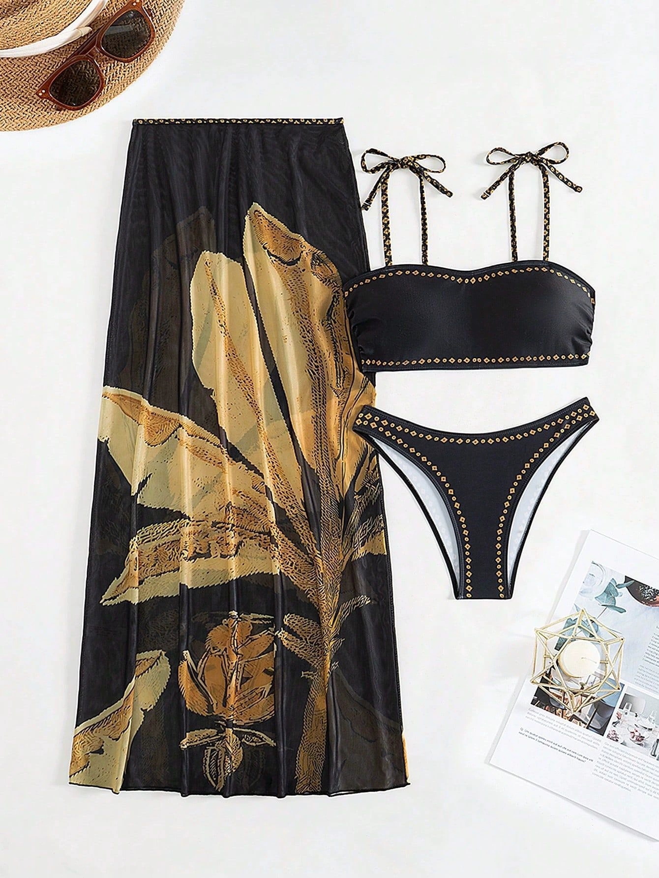 Three-Piece Bikini and Maxi Skirt Set view 5
