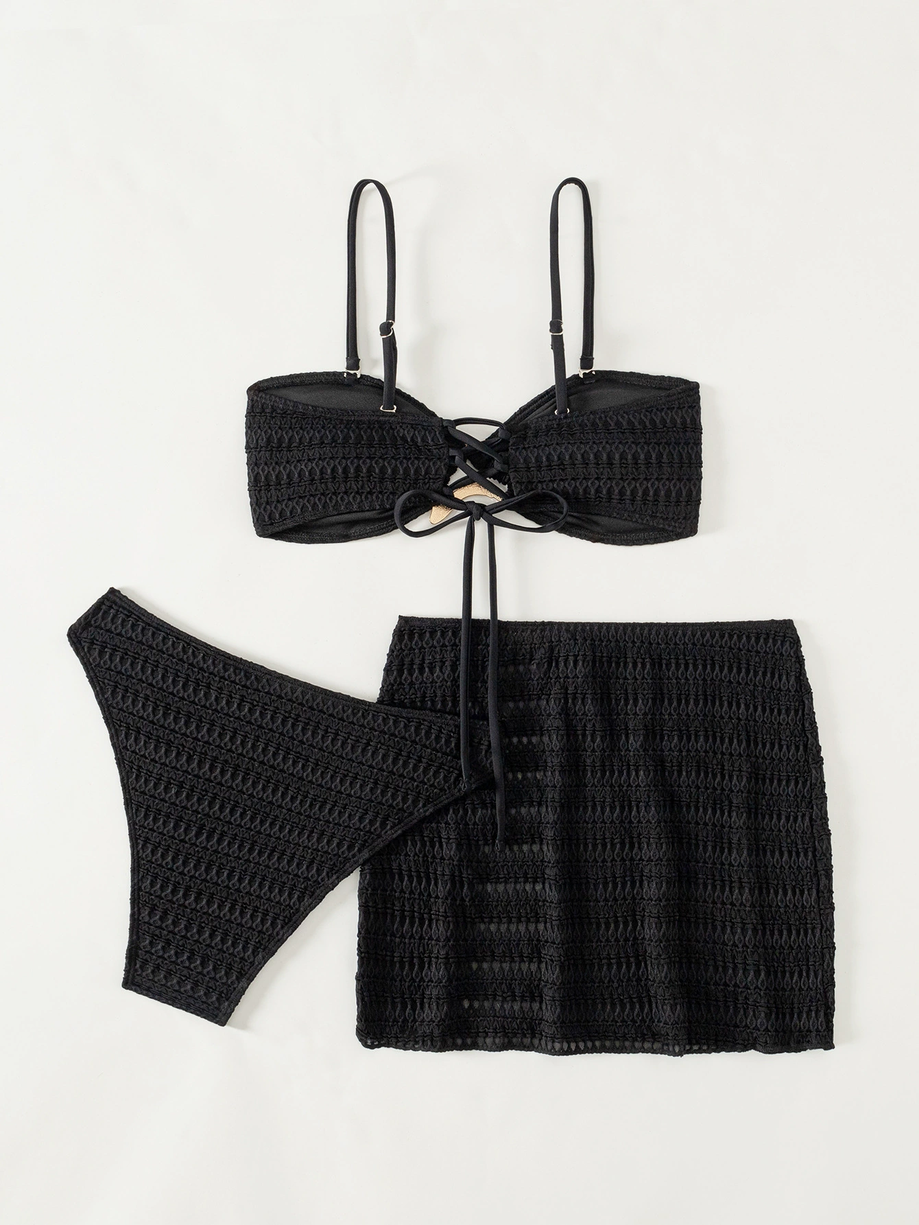 Women's Bandeau Bikini Set with High-Waisted Bottoms and Mini Skirt view 5