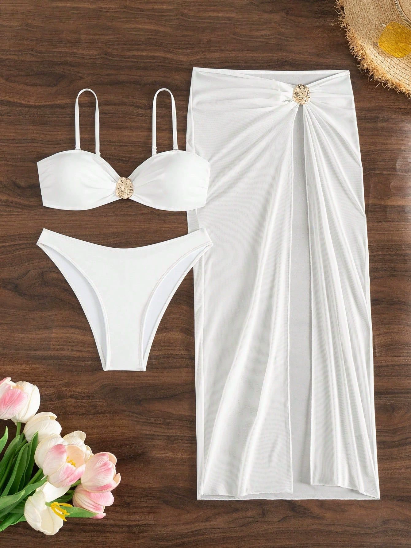 Two-Piece Twist-Front Bikini Set with Wrap Skirt view 5