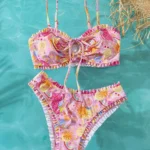Ruffle Trim Bandeau Bikini Set