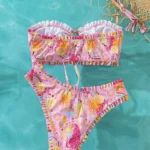 Ruffle Trim Bandeau Bikini Set view 2