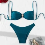 Two-Piece Bandeau Bikini Set with Metal Detail and Adjustable Straps view 2