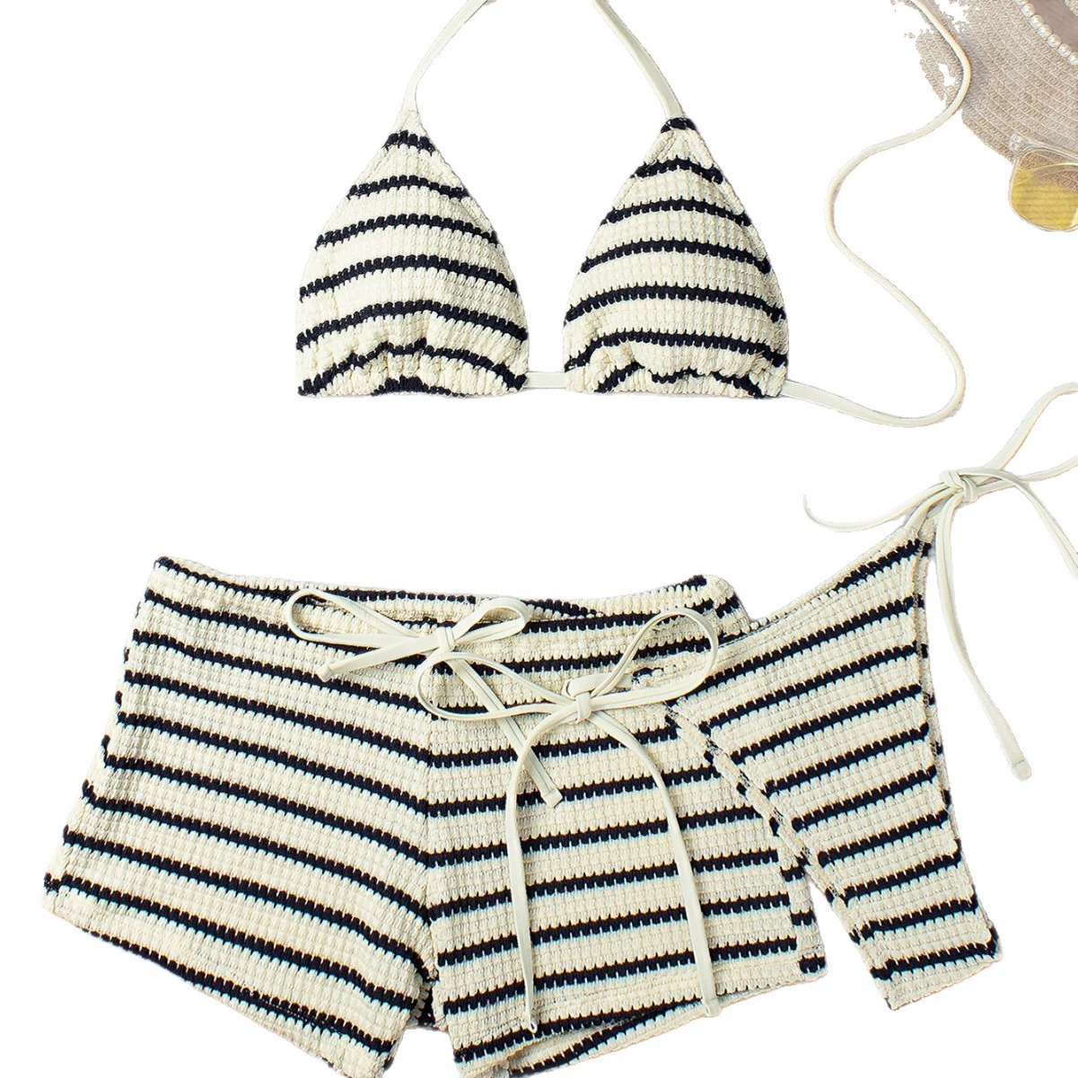 Halter Neck Triangle Bikini Set with Boyshort Bottoms view 5