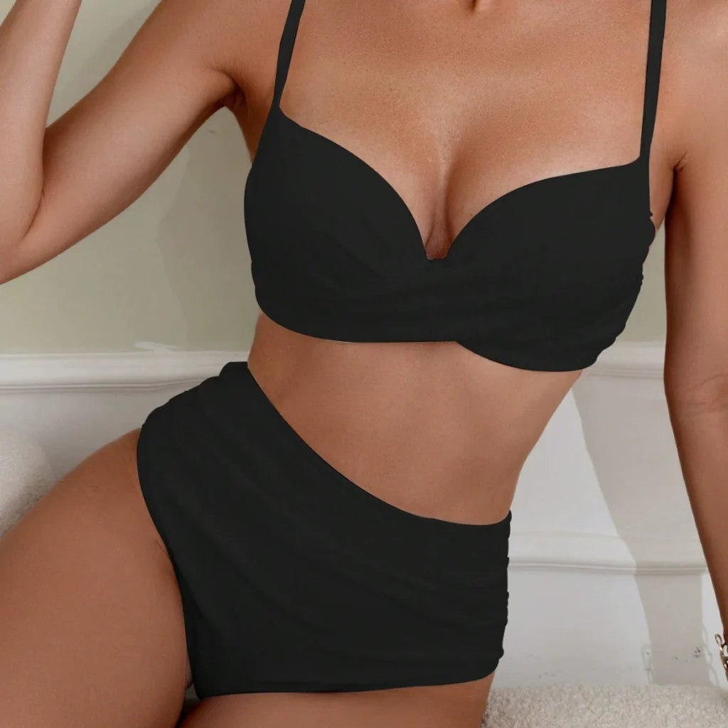 Twist Front High Waist Bikini Set