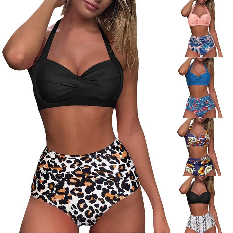 Halter Twist Front High Waist Two-Piece Swimsuit view 4