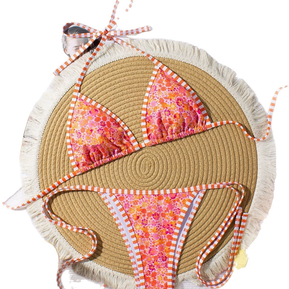 Two-Piece Triangle Bikini Set with Halter Ties view 5