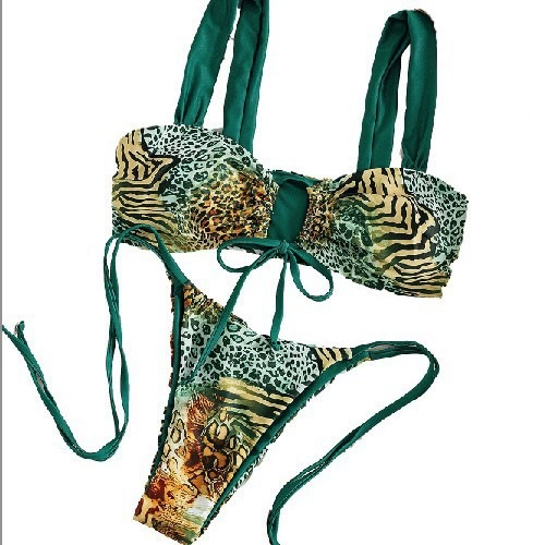 Two-Piece Bikini Set with Bandeau Top and String Bottom view 5