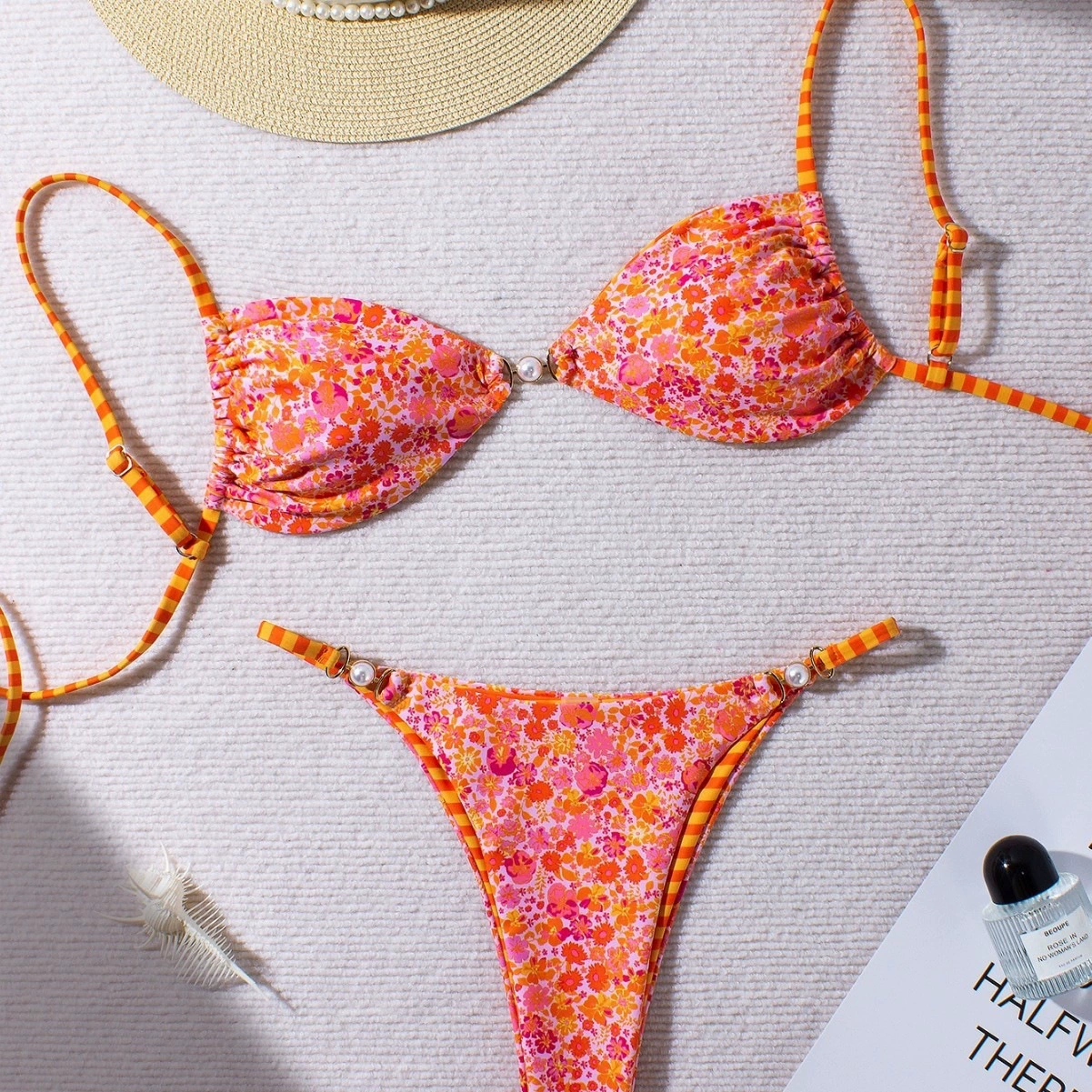 Women’s Two-Piece Bikini Set with Triangle Top and Side-Tie Bottom