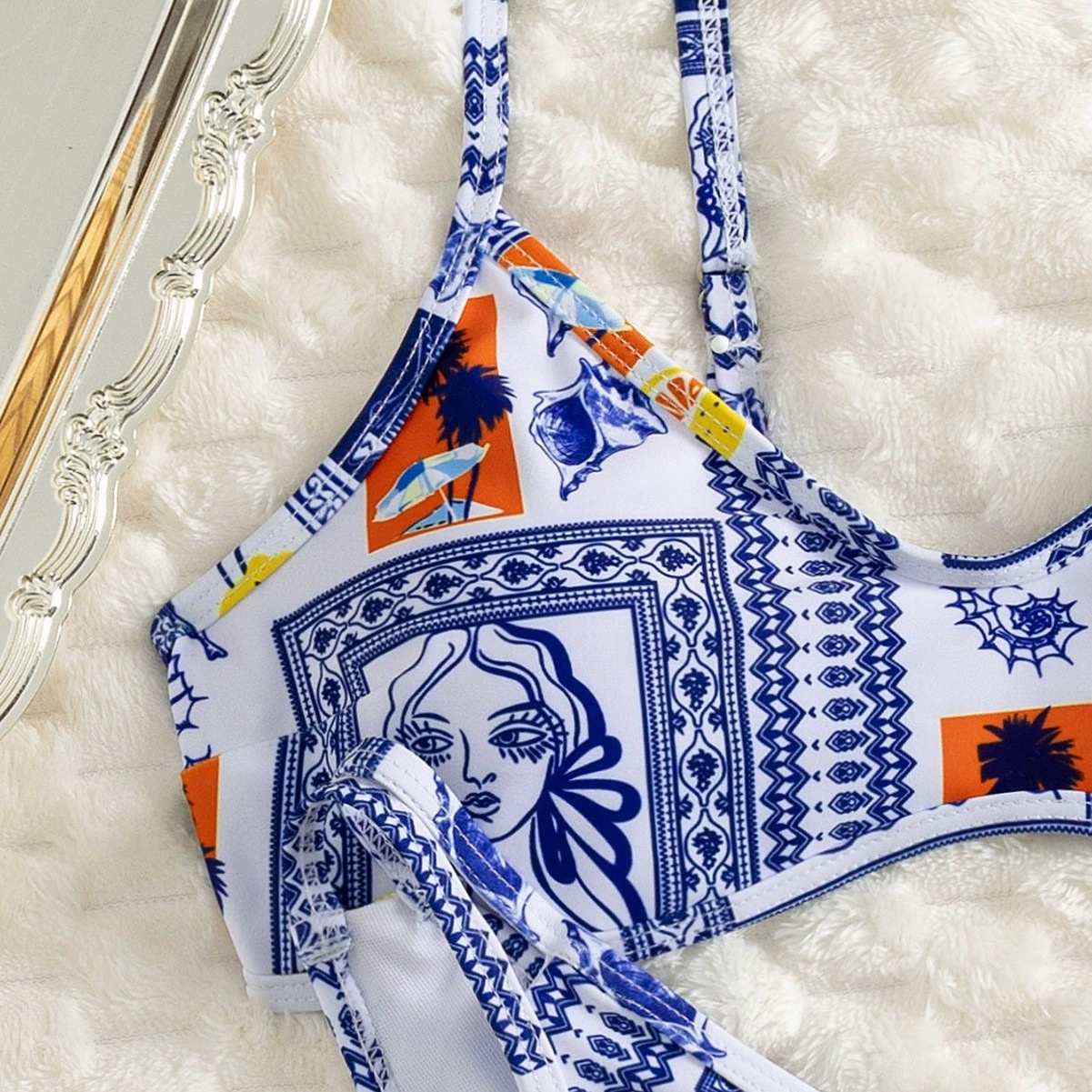 Two Piece Swimsuit with Twist Front and Side Ties view 3