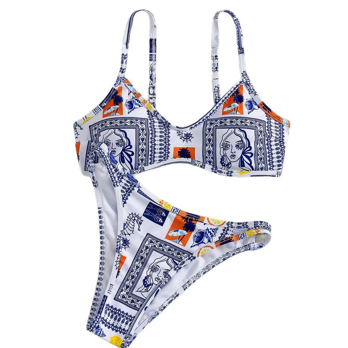Two Piece Swimsuit with Twist Front and Side Ties view 5