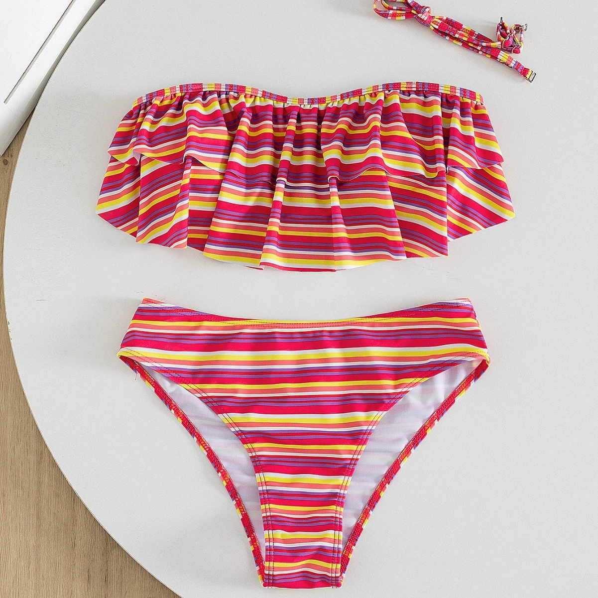 Ruffled Bandeau Bikini Set with Detachable Straps view 6