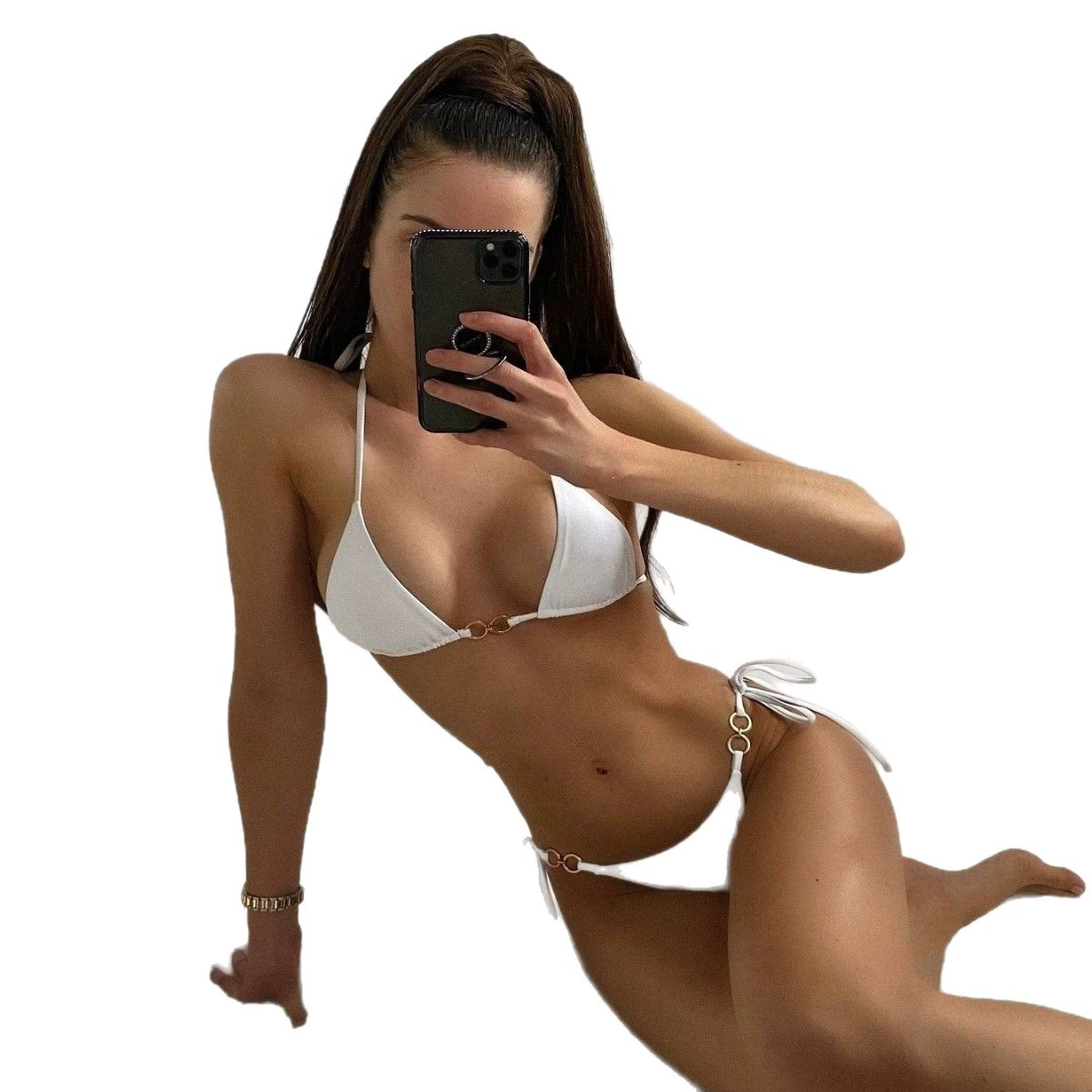 Triangle Bikini Set with Ring Detail and Tie Sides view 5