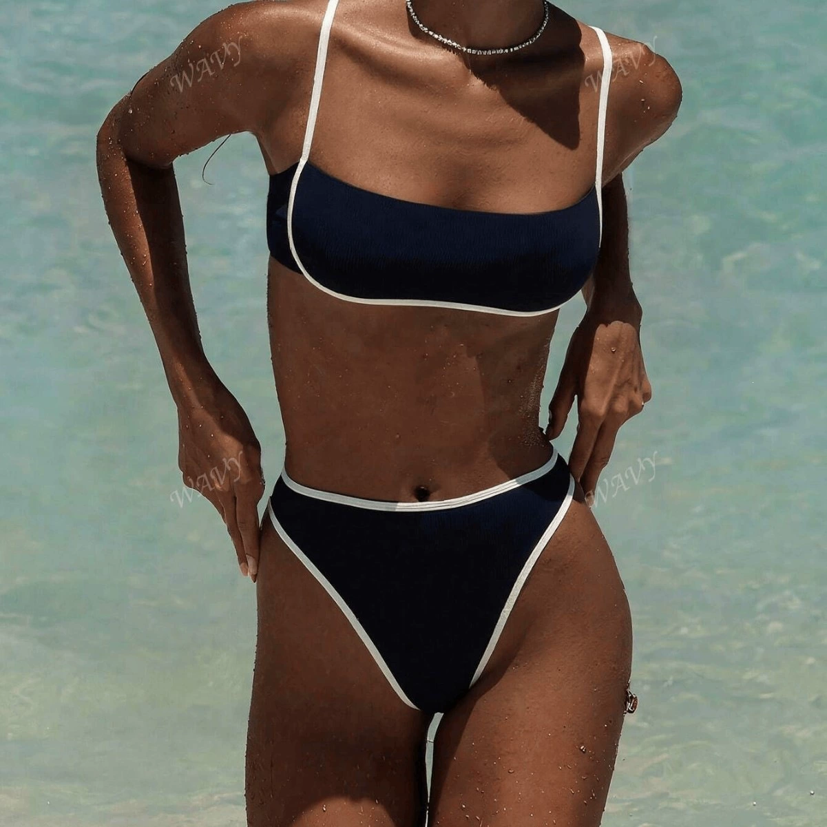 Bandeau Bikini Set with Tie Back and High-Cut Bottoms