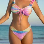 Wide Strap Bikini Set with Front Tie and High Cut Bottoms