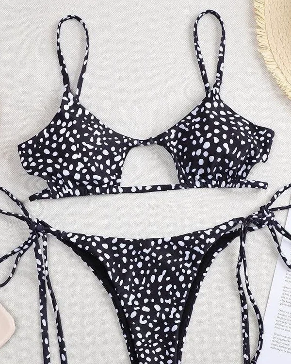 Two-Piece Bikini Set with Cutout Top and Tie-Side Bottoms