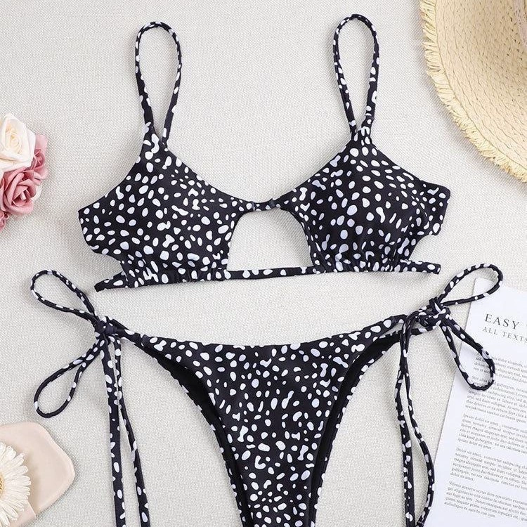 Two-Piece Bikini Set with Cutout Top and Tie-Side Bottoms