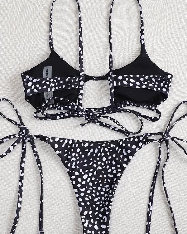 Two-Piece Bikini Set with Cutout Top and Tie-Side Bottoms