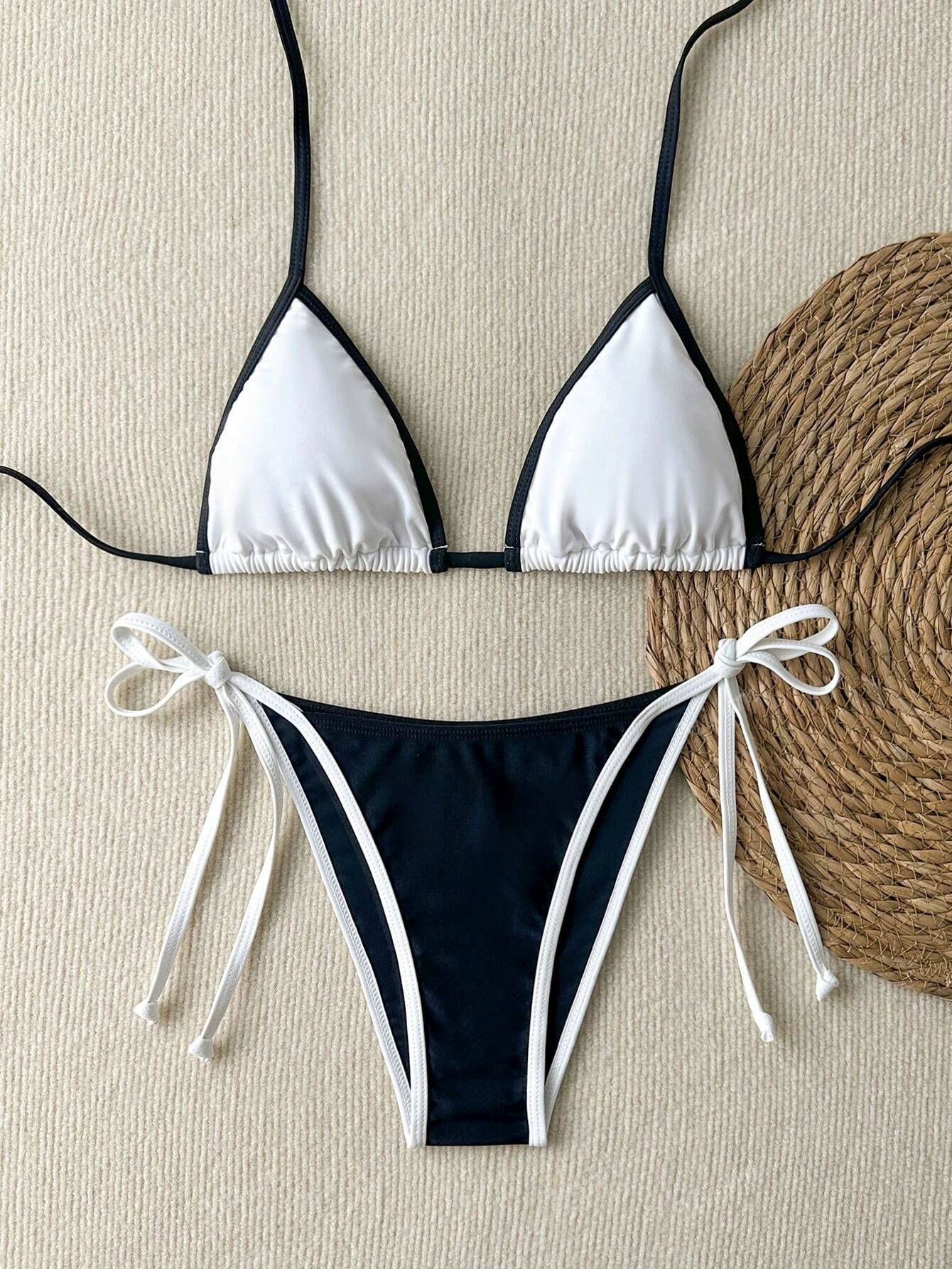 Two-Piece Triangle String Bikini Set with Halter Top and Side-Tie Bottom view 6