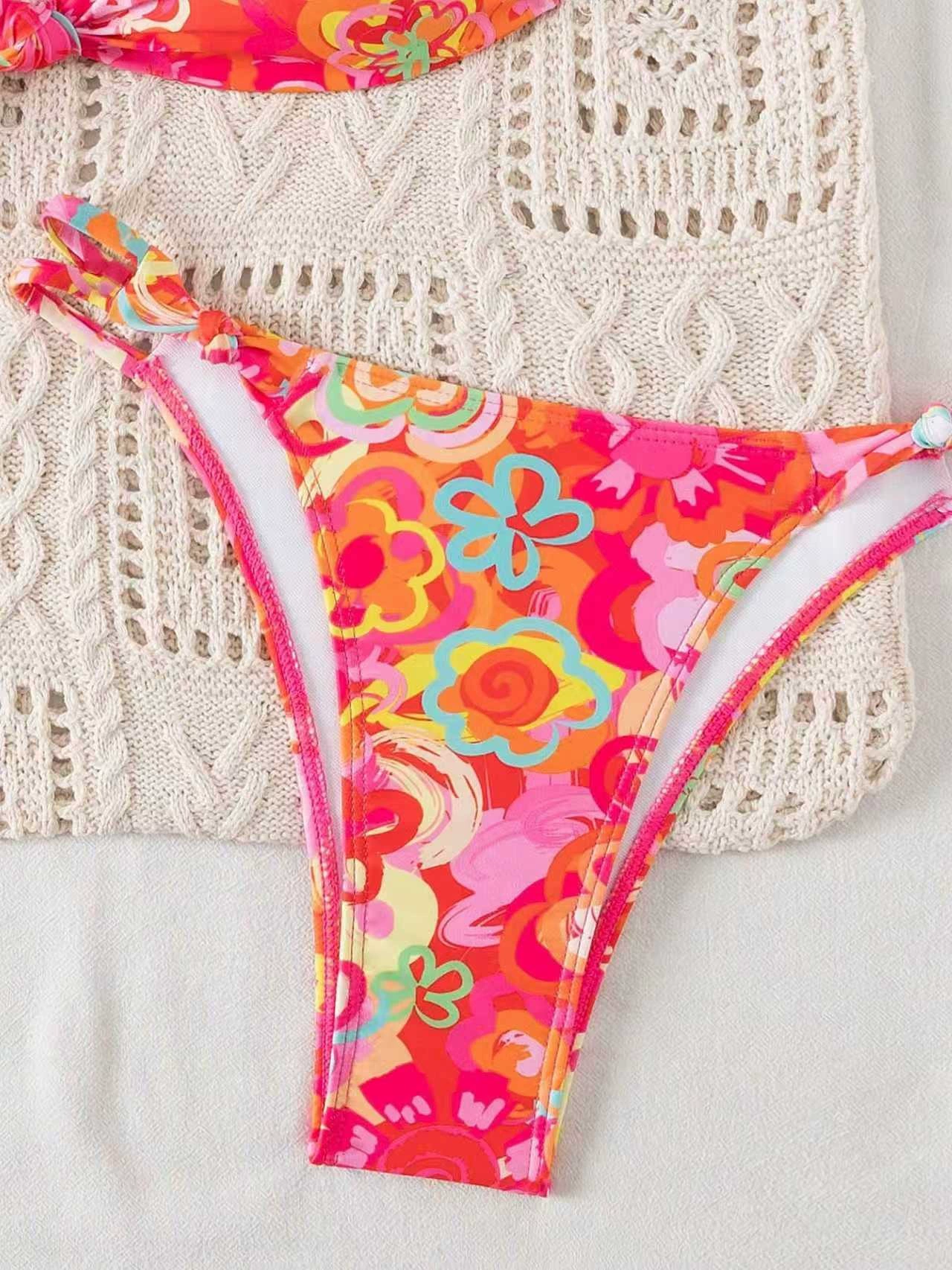 Two-Piece Bandeau Bikini Set with Tie-Side Bottoms