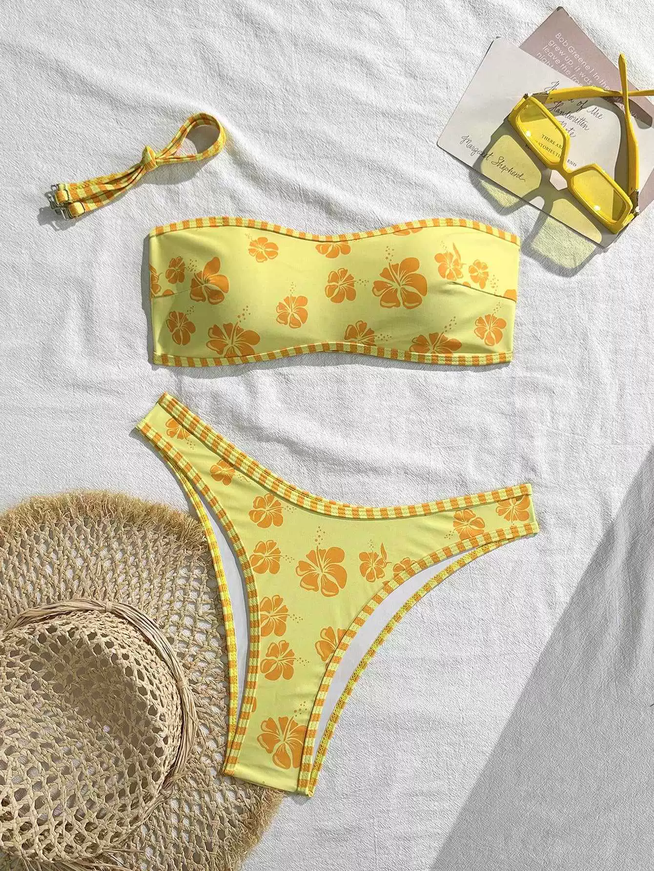 Bandeau Bikini Set with High-Cut Bottoms