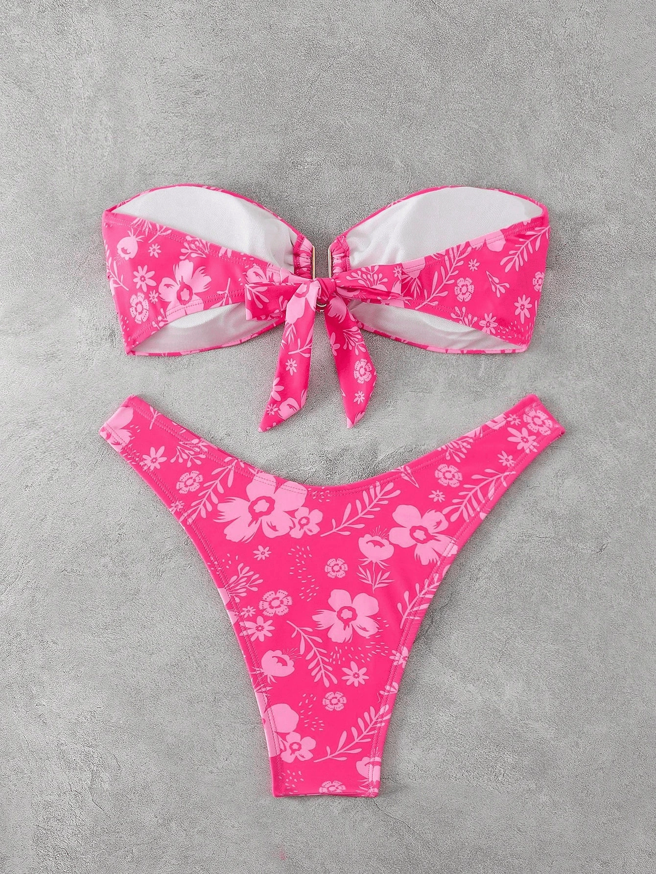 Two-Piece Bandeau Bikini Set with Front Ring and Tie Back view 3