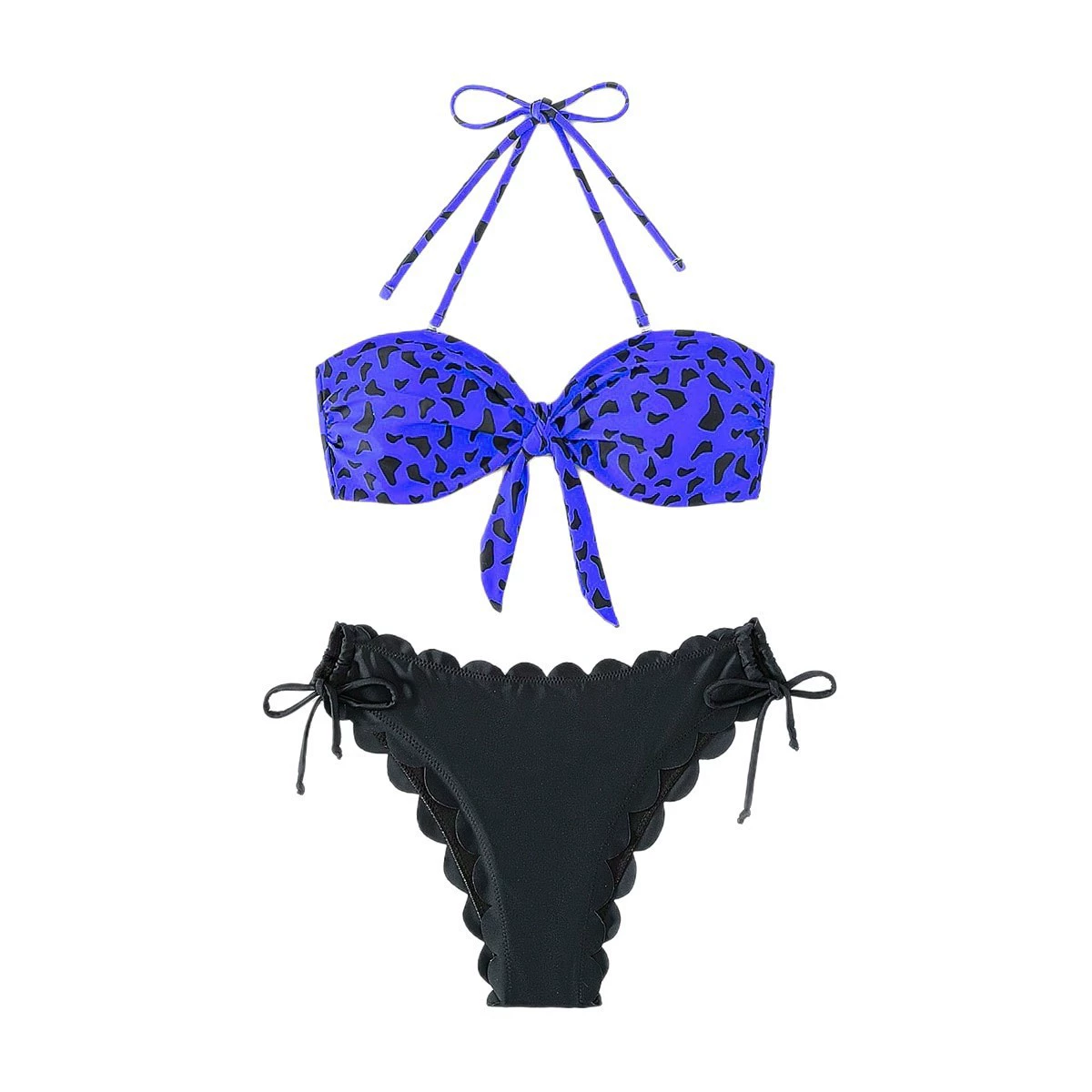 Two-Piece Bandeau Bikini with Front Tie and Ruffled Bottoms view 5