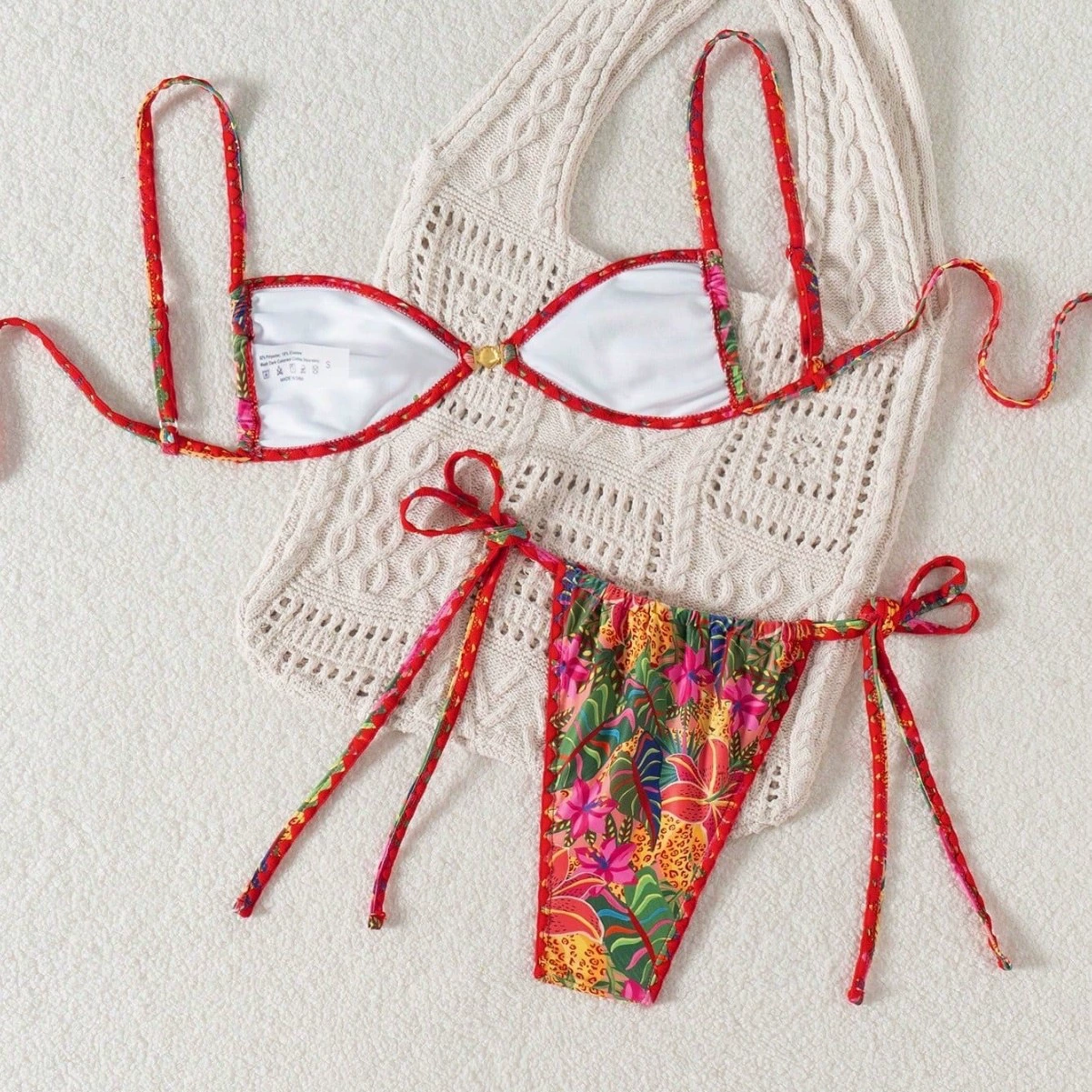 Triangle Bikini Set with Front Clasp and Side Ties view 4