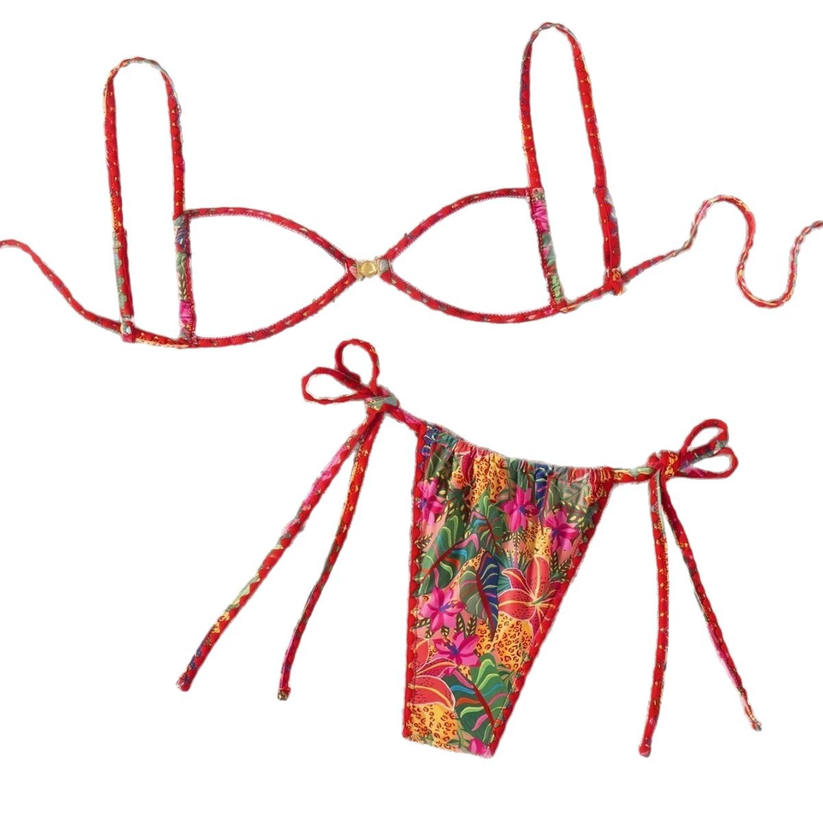 Triangle Bikini Set with Front Clasp and Side Ties view 5