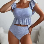 Ruffle Sleeve Square Neck Two-Piece Swimsuit