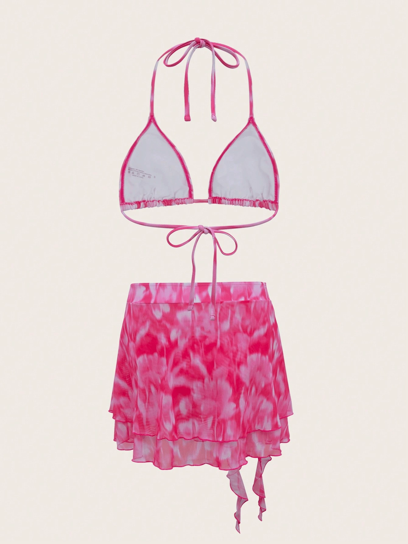 Halter Neck Triangle Bikini and Ruffled Skirt Set view 4