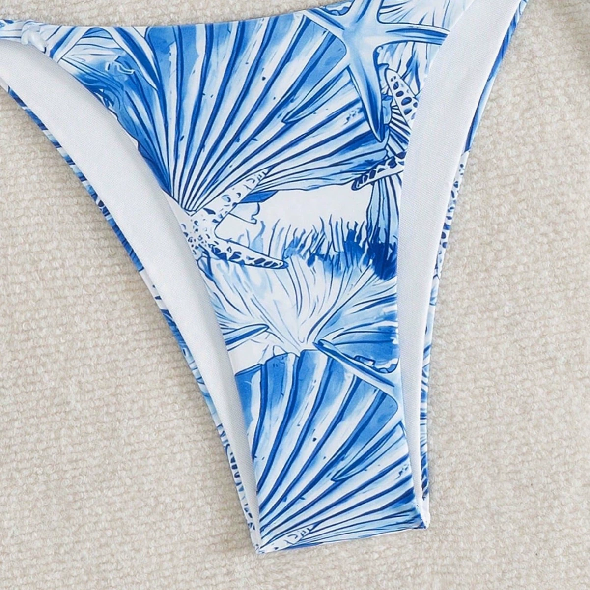 Women's Triangle Bikini Set with Shell Clasp and Tie Sides view 4