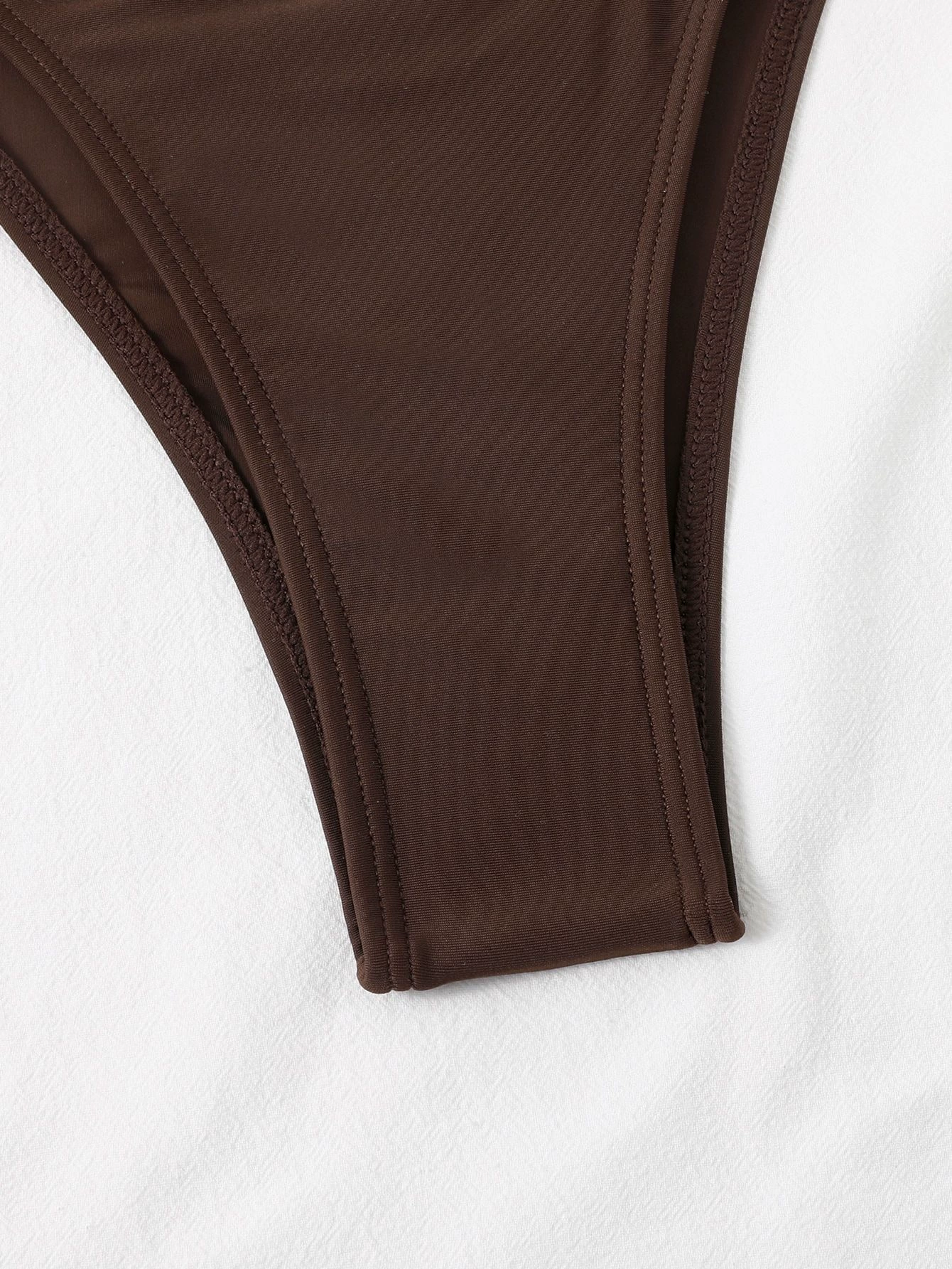 Three-Piece Bikini Set with Triangle Top and Cover-Up Shorts view 5