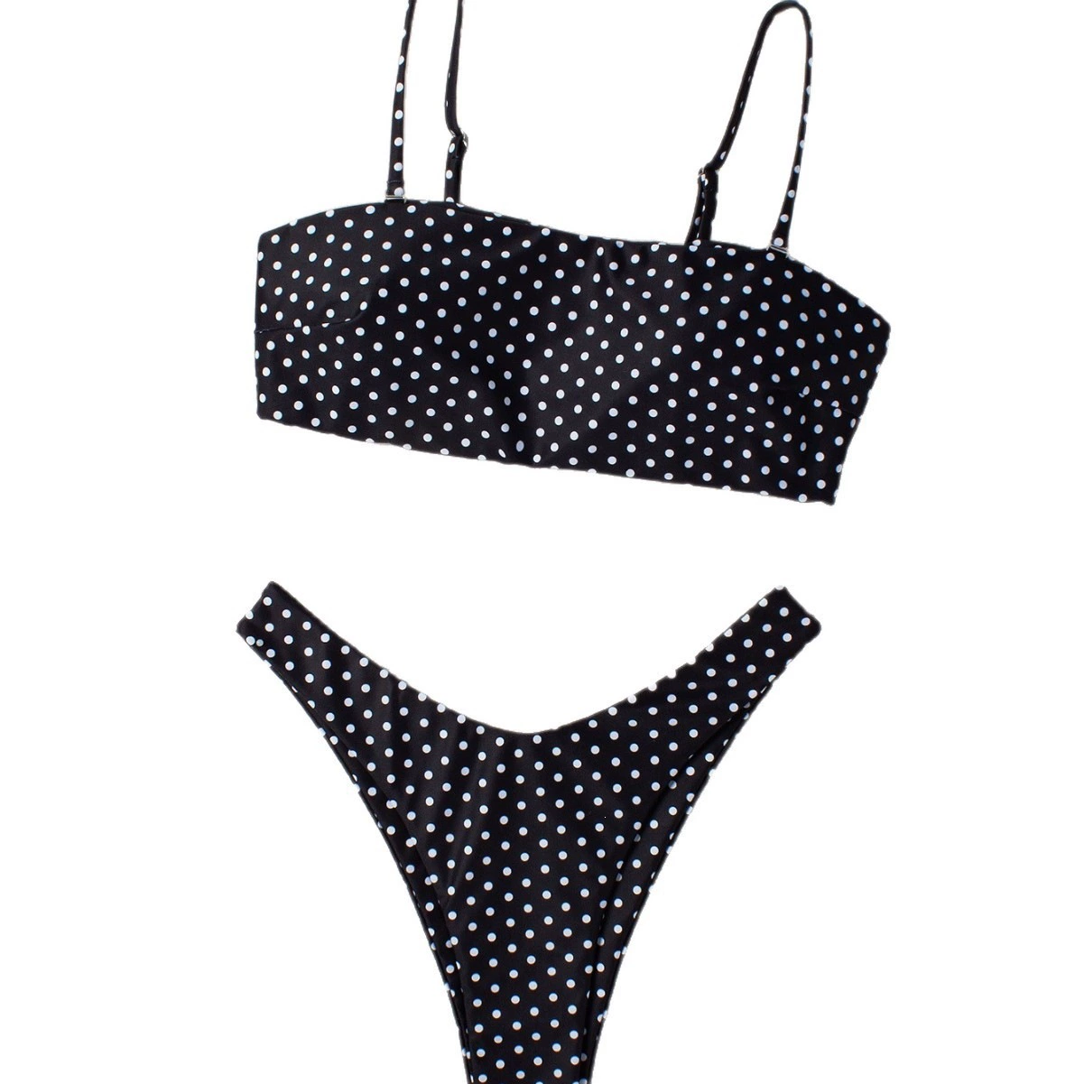 Women's Bandeau Bikini Set with Adjustable Straps and High-Cut Bottoms view 5