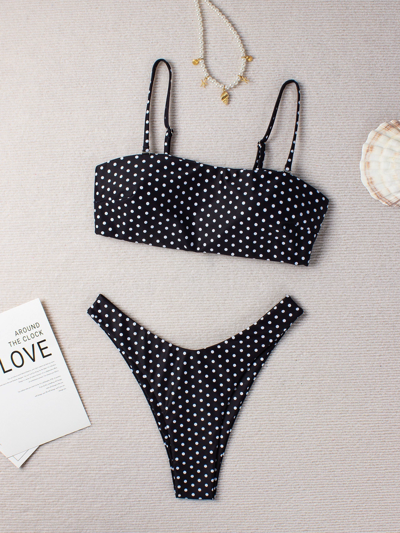 Women's Bandeau Bikini Set with Adjustable Straps and High-Cut Bottoms view 6
