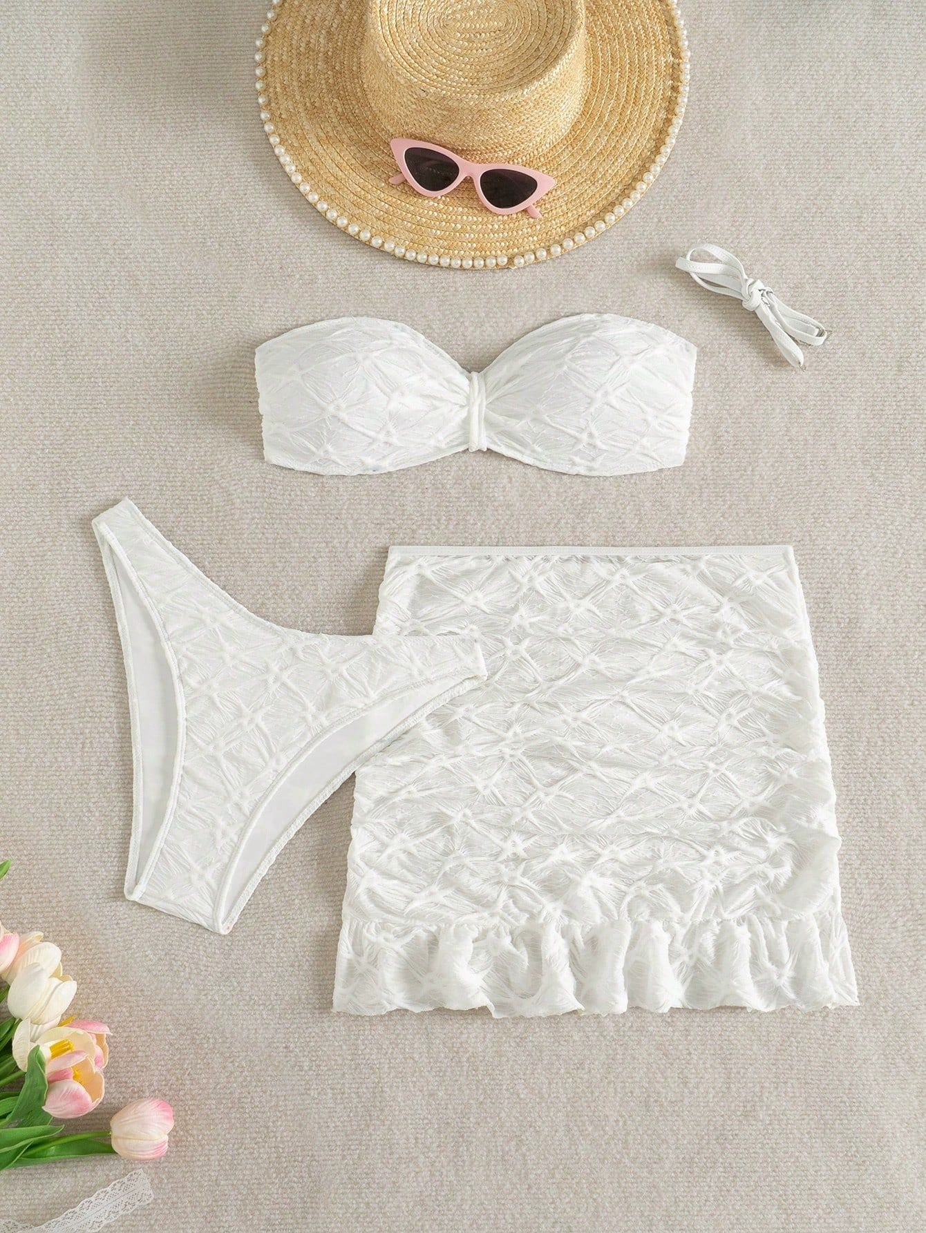 Bikini Set with Twist Front Top and Ruffle Skirt view 5