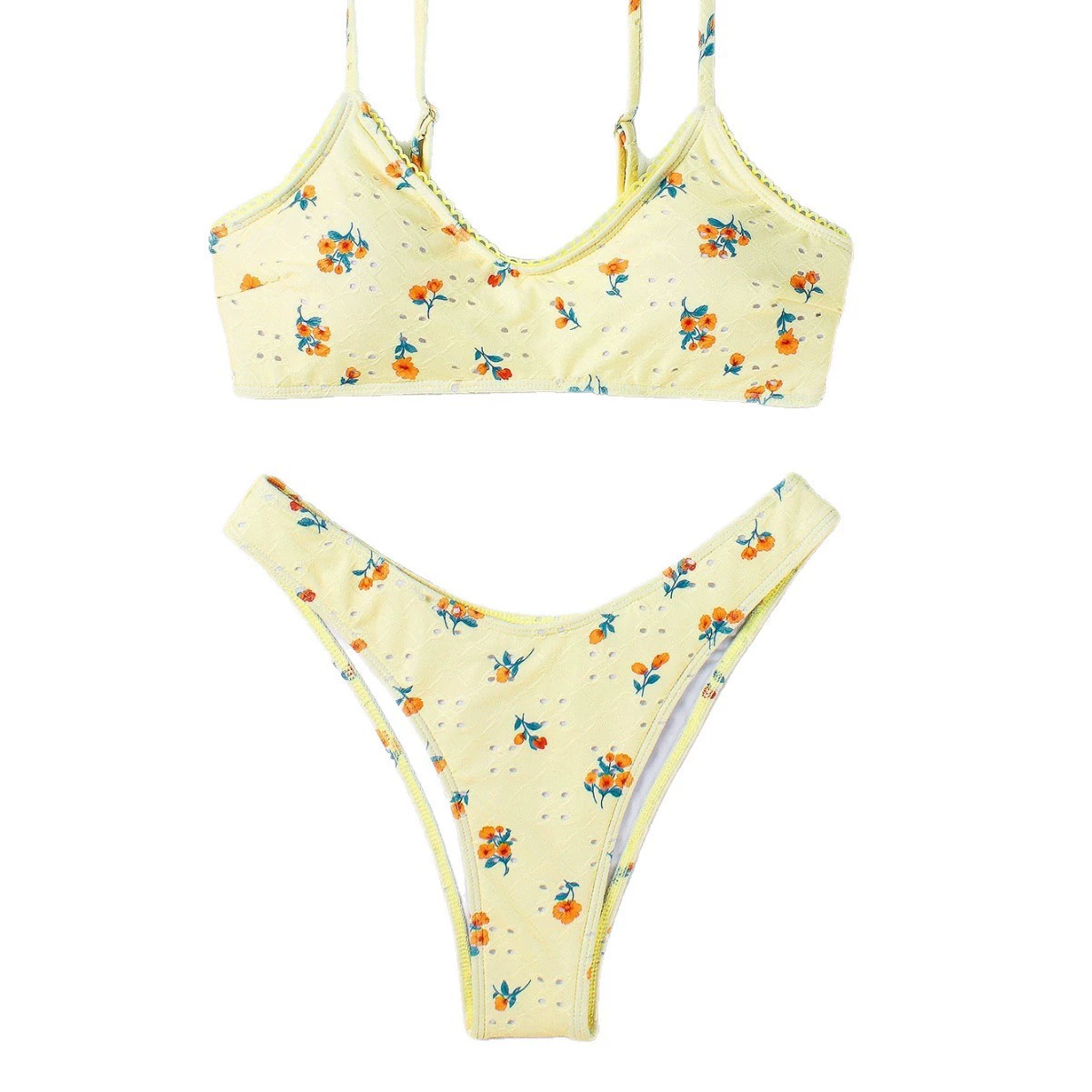 Two-Piece Bikini Set with Adjustable Spaghetti Straps and V-Neck Top view 5