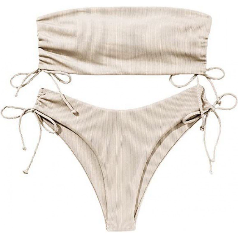Two-Piece Bandeau Bikini with Side Tie Bottoms view 14
