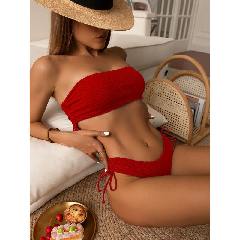 Two-Piece Bandeau Bikini with Side Tie Bottoms view 6