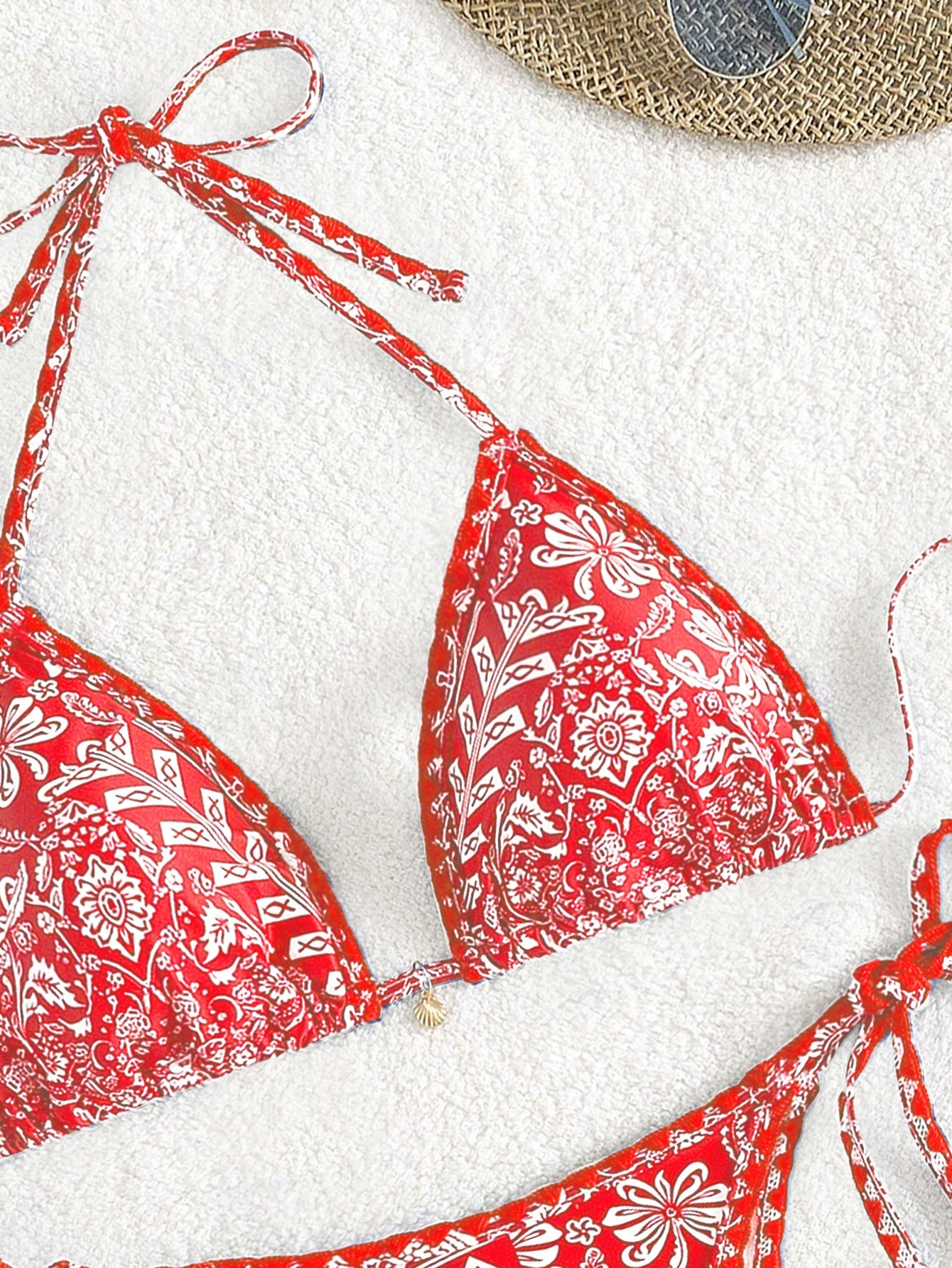 Halter Neck Triangle Bikini Set with Side Tie Bottom